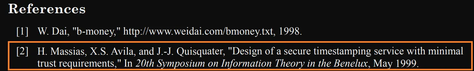 The first two references listed in the Bitcoin whitepaper