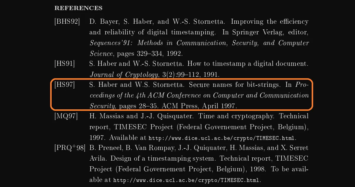 References from Design of a secure timestamping service with minimal trust requirements